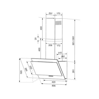 Вытяжка KRONA VENERA 900 BLACK PB Вытяжка KRONA VENERA 900 BLACK PB