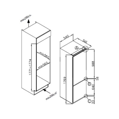 Холодильник MEFERI MBR177 COMBI NO FROST POWER встраиваемый Холодильник MEFERI MBR177 COMBI NO FROST POWER встраиваемый