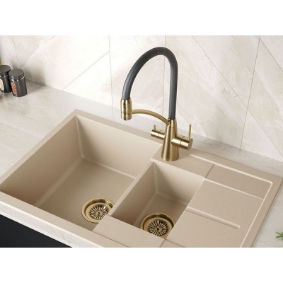 Смеситель Paulmark Siegen Si213111-BR, бронза, черный шланг Смеситель Paulmark Siegen Si213111-BR, бронза, черный шланг