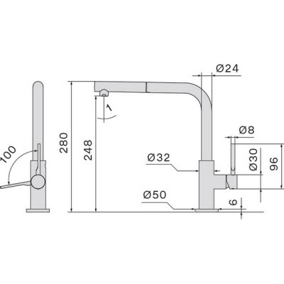 Смеситель Falmec TREVI CORNER CHROME Смеситель Falmec TREVI CORNER CHROME