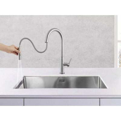 Смеситель Longran с выдв. лейкой LM2183 Steel Смеситель Longran с выдв. лейкой LM2183 Steel