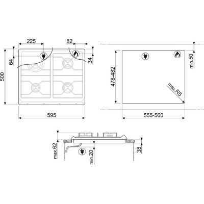 Варочная панель SMEG SRV864AOGH газовая Варочная панель SMEG SRV864AOGH газовая