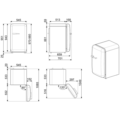 Холодильник SMEG FAB10RPB6 Холодильник SMEG FAB10RPB6