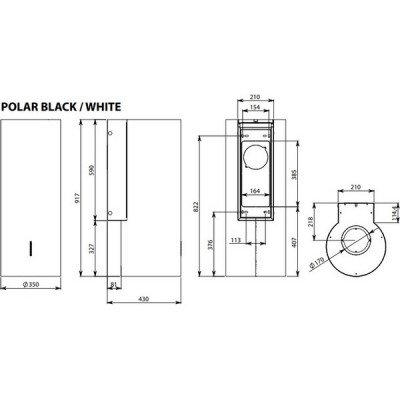 Вытяжка Falmec FALMEC POLAR EVO BLACK 35 350 мм Вытяжка Falmec FALMEC POLAR EVO BLACK 35 350 мм