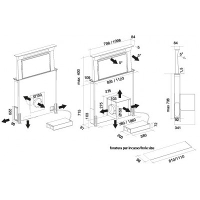 Вытяжка Falmec DOWNDRAFT GLASS BLACK 90 Вытяжка Falmec DOWNDRAFT GLASS BLACK 90