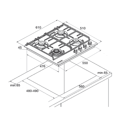 Варочная панель Kuppersberg FG 65 B газовая Варочная панель Kuppersberg FG 65 B газовая