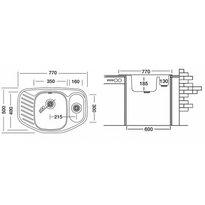 Мойка Ukinox Комфорт COP770.500 15GT8K 2C Мойка Ukinox Комфорт COP770.500 15GT8K 2C