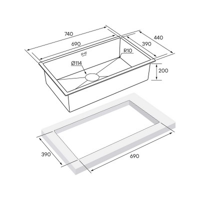 Мойка Paulmark Valde PM217444-GM, вороненая сталь Мойка Paulmark Valde PM217444-GM, вороненая сталь