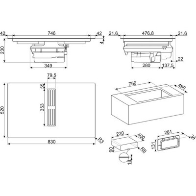 Варочная панель SMEG HOBD382N2 индукционная с вытяжкой Варочная панель SMEG HOBD382N2 индукционная с вытяжкой