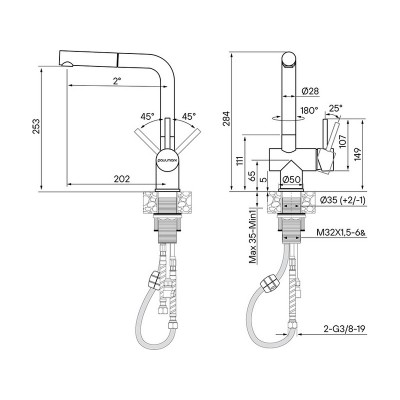 Смеситель Paulmark Dosse Do214418-SS, нержавеющая сталь Смеситель Paulmark Dosse Do214418-SS, нержавеющая сталь