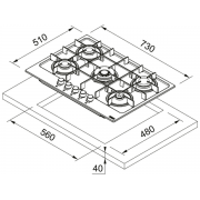 Варочная панель Franke FHMA 755 4G DC XS C (106.0554.320) газовая