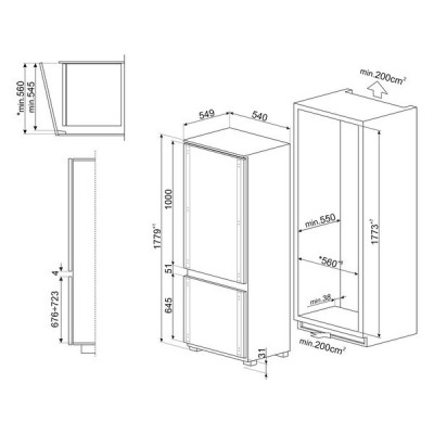 Холодильник SMEG C9174TN5D1 встраиваемый Холодильник SMEG C9174TN5D1 встраиваемый