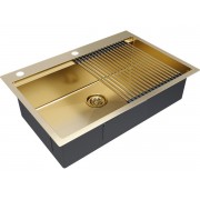 Мойка Paulmark Vast-pro+ролл-мат Pro, брашированное золото