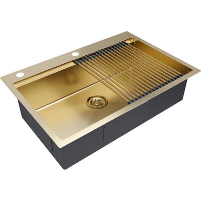 Мойка Paulmark Vast-pro+ролл-мат Pro, брашированное золото Мойка Paulmark Vast-pro+ролл-мат Pro, брашированное золото