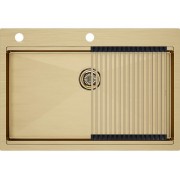 Мойка Paulmark Vast-pro+ролл-мат Pro, брашированное золото