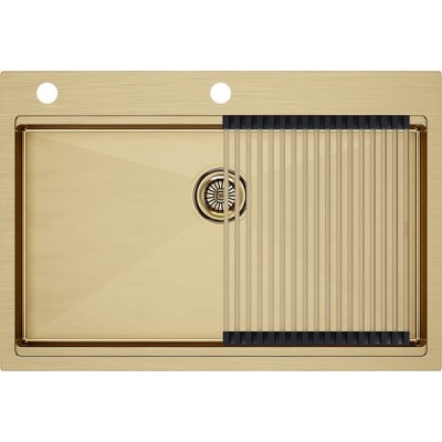 Мойка Paulmark Vast-pro+ролл-мат Pro, брашированное золото Мойка Paulmark Vast-pro+ролл-мат Pro, брашированное золото