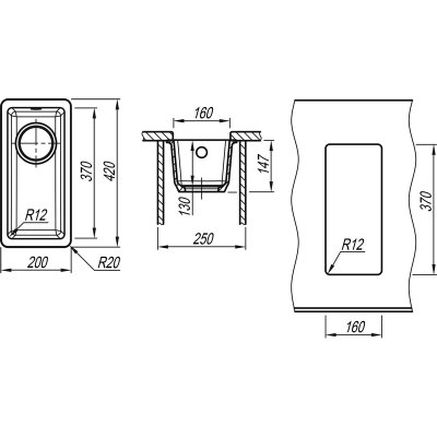 Мойка Florentina Вега 160 черный Мойка Florentina Вега 160 черный