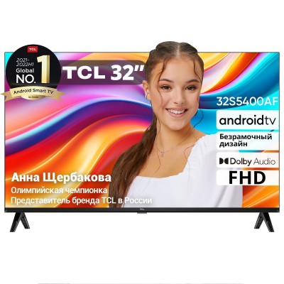 32" Телевизор TCL 32S5400AF черный 1920x1080, Full HD, 60 Гц, WI-FI, SMART TV, Google TV 32" Телевизор TCL 32S5400AF черный 1920x1080, Full HD, 60 Гц, WI-FI, SMART TV, Google TV