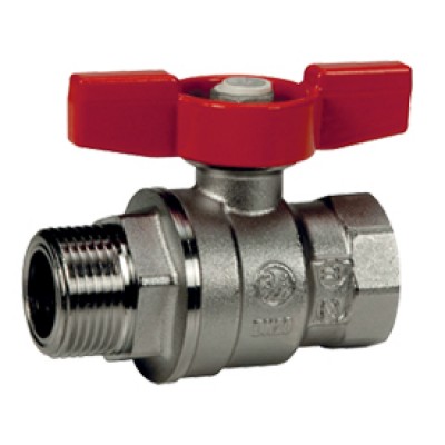 Кран Giacomini шаровой с вн./нар. резьбой 3/4" (ручка - бабочка красная) Кран Giacomini шаровой с вн./нар. резьбой 3/4" (ручка - бабочка красная)