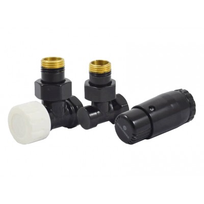 Комплект узла нижнего подкл SCHLOSSER угловой STANDARD MINI 1/2" (Ral 9005) с термоголовкой MINI DIAMANT М30х1,5 Комплект узла нижнего подкл SCHLOSSER угловой STANDARD MINI 1/2" (Ral 9005) с термоголовкой MINI DIAMANT М30х1,5