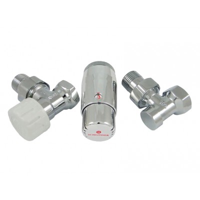 Комплект узла нижнего подкл SCHLOSSER угловой STANDARD MINI 1/2" (хром) с термоголовкой MINI DIAMANT М30х1,5 Комплект узла нижнего подкл SCHLOSSER угловой STANDARD MINI 1/2" (хром) с термоголовкой MINI DIAMANT М30х1,5