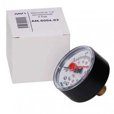 Манометр радиальный MVI, до 6 бар, D50 мм, с нижним подключением G1/4 Манометр радиальный MVI, до 6 бар, D50 мм, с нижним подключением G1/4