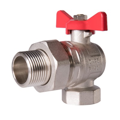 Кран шаровый угловой Royal Thermo Optimal 1" НГ, бабочка Кран шаровый угловой Royal Thermo Optimal 1" НГ, бабочка