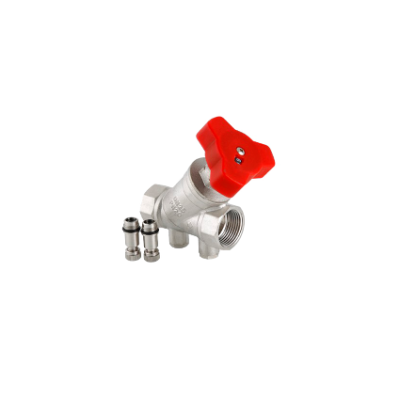 Клапан балансировочный ручной 1/2" с измерительными ниппелями Клапан балансировочный ручной 1/2" с измерительными ниппелями