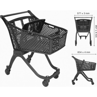 Тележка покупательская 100л, 834х577х957мм, ПЛАСТИКОВАЯ колеса 100 мм с детским сиденьем Тележка покупательская 100л, 834х577х957мм, ПЛАСТИКОВАЯ колеса 100 мм с детским сиденьем