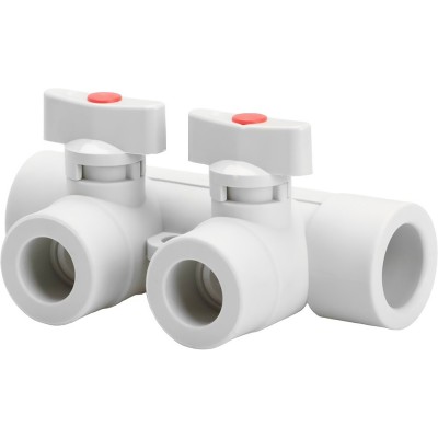 Коллектор Lammin с шаровыми кранами PPR 25 х 2 35/1 белый Коллектор Lammin с шаровыми кранами PPR 25 х 2 35/1 белый