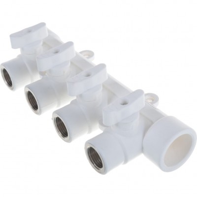 Коллектор Lammin с шаровыми кранами PPR ВР 32 х 1/2 х 4 10/1 Коллектор Lammin с шаровыми кранами PPR ВР 32 х 1/2 х 4 10/1