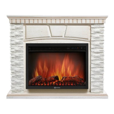 Портал Firelight Porto 25 камень белый, шпон беленый дуб Портал Firelight Porto 25 камень белый, шпон беленый дуб