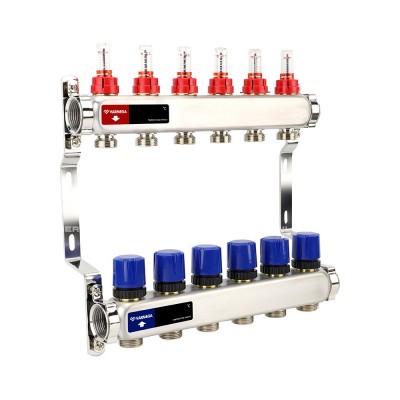 Группа коллекторная с расх. VARMEGA VM15106 ВР 1quot;, под 130 насос, на 6 конт. 3/4quot; EK, нерж. сталь Группа коллекторная с расх. VARMEGA VM15106 ВР 1quot;, под 130 насос, на 6 конт. 3/4quot; EK, нерж. сталь