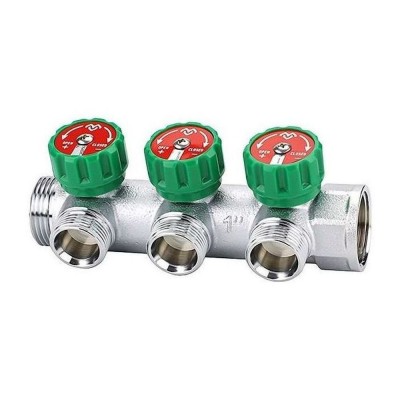 Коллектор регулирующий VARMEGA VM14633, 1quot;, на 3 выхода 3/4quot;ЕК, хромированный Коллектор регулирующий VARMEGA VM14633, 1quot;, на 3 выхода 3/4quot;ЕК, хромированный