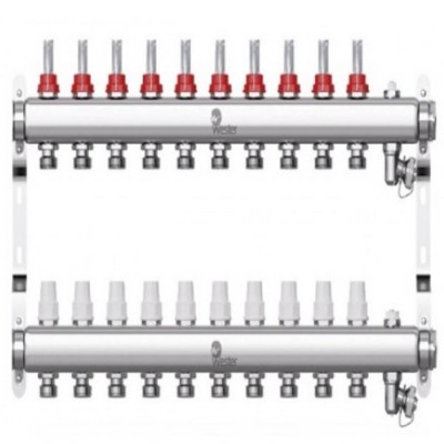 Коллектор Wester нерж. 1quot;-3/4 в сборе с расходомерами на 10 выходов, W902.10 Коллектор Wester нерж. 1quot;-3/4 в сборе с расходомерами на 10 выходов, W902.10