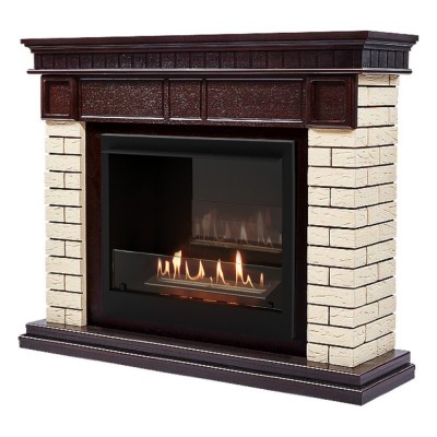 Каминокомплект: Биокамин Firelight BFP/P-2520, портал Bricks 25 камень бежевый, шпон темный дуб Каминокомплект: Биокамин Firelight BFP/P-2520, портал Bricks 25 камень бежевый, шпон темный дуб