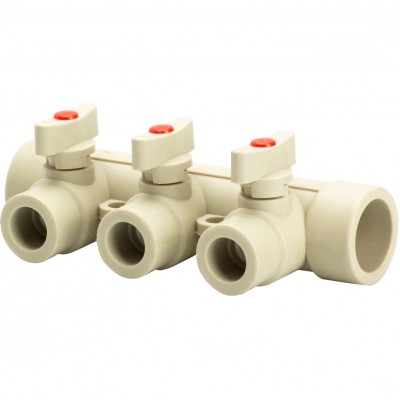 Коллектор Lammin с шаровыми кранами PPR 32 х 3 25/1 Коллектор Lammin с шаровыми кранами PPR 32 х 3 25/1