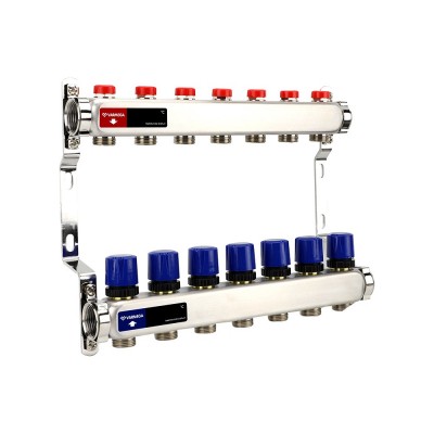 Группа коллекторная для отопления VARMEGA VM15507 ВР 1quot;, на 7 контуров 3/4quot; EK, нерж. сталь Группа коллекторная для отопления VARMEGA VM15507 ВР 1quot;, на 7 контуров 3/4quot; EK, нерж. сталь