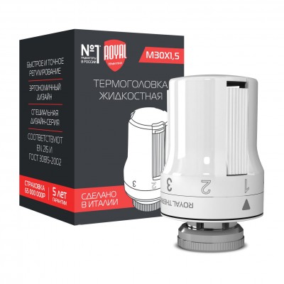 Термоголовка жидкостная Royal Thermo, M30 x 1,5 (белый) Термоголовка жидкостная Royal Thermo, M30 x 1,5 (белый)