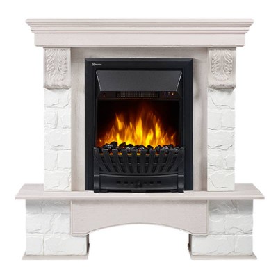 Портал Firelight Forte Classic камень белый, шпон беленый дуб Портал Firelight Forte Classic камень белый, шпон беленый дуб