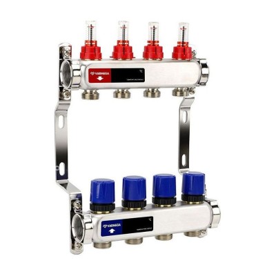 Группа коллекторная с расх. VARMEGA VM15104 ВР 1quot;, под 130 насос, на 4 конт. 3/4quot; EK, нерж. сталь Группа коллекторная с расх. VARMEGA VM15104 ВР 1quot;, под 130 насос, на 4 конт. 3/4quot; EK, нерж. сталь