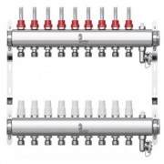 Коллектор Wester нерж. 1quot;-3/4 в сборе с расходомерами на 9 выходов, W902.9