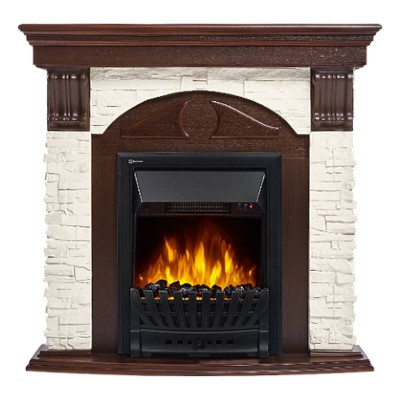 Портал Firelight Torre Classic камень белый, шпон темный дуб Портал Firelight Torre Classic камень белый, шпон темный дуб