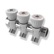 Коллектор с регулировочными вентилями 3/4"x1/2", 3 выхода