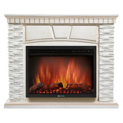 Портал Firelight Porto 30 камень белый, шпон беленый дуб Портал Firelight Porto 30 камень белый, шпон беленый дуб