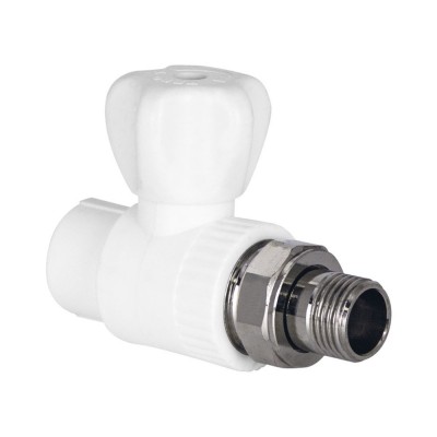 Кран шаровой TEBO бел. PP-R для радиатора 20х1/2quot; прямой (10/60), арт. 030060201 Кран шаровой TEBO бел. PP-R для радиатора 20х1/2quot; прямой (10/60), арт. 030060201