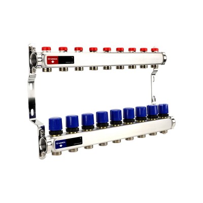 Группа коллекторная для отопления VARMEGA VM15509 ВР 1quot;, на 9 контуров 3/4quot; EK, нерж. сталь Группа коллекторная для отопления VARMEGA VM15509 ВР 1quot;, на 9 контуров 3/4quot; EK, нерж. сталь