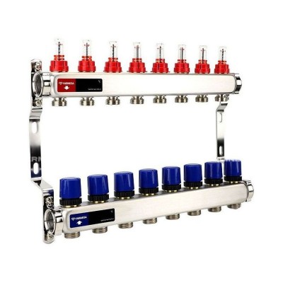 Группа коллекторная с расх. VARMEGA VM15108 ВР 1quot;, под 130 насос, на 8 конт. 3/4quot; EK, нерж. сталь Группа коллекторная с расх. VARMEGA VM15108 ВР 1quot;, под 130 насос, на 8 конт. 3/4quot; EK, нерж. сталь