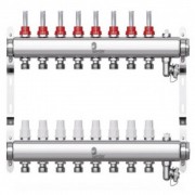 Коллектор Wester нерж. 1quot;-3/4 в сборе с расходомерами на 8 выходов, W902.8