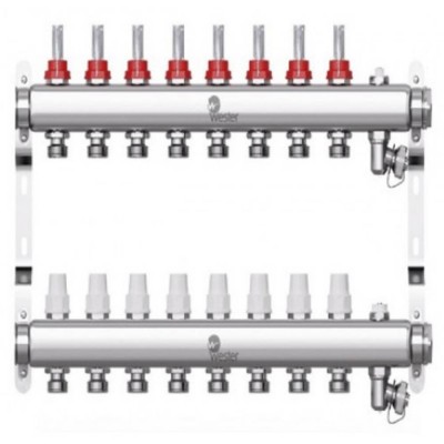 Коллектор Wester нерж. 1quot;-3/4 в сборе с расходомерами на 8 выходов, W902.8 Коллектор Wester нерж. 1quot;-3/4 в сборе с расходомерами на 8 выходов, W902.8